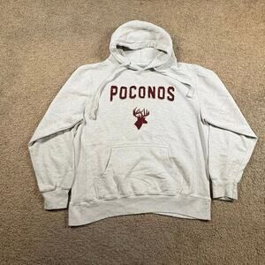 Poconos Pennsylvania Gray Hoodie Mens Size Medium Artisans Deer Embroidered